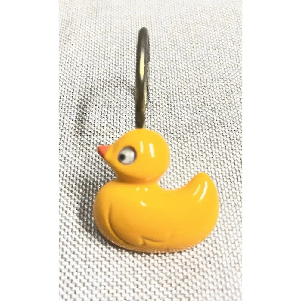 Shower Curtain Hangers Yellow Ducks Rubber Duckie Googly Eyes 12 Hangers Vtg